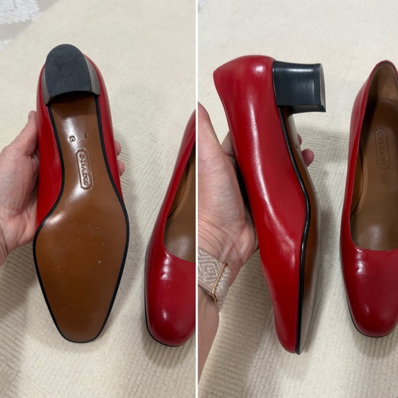 COACH women's red block heel pumps NEW never worn elegant classy classic 8M - Picture 4 of 5